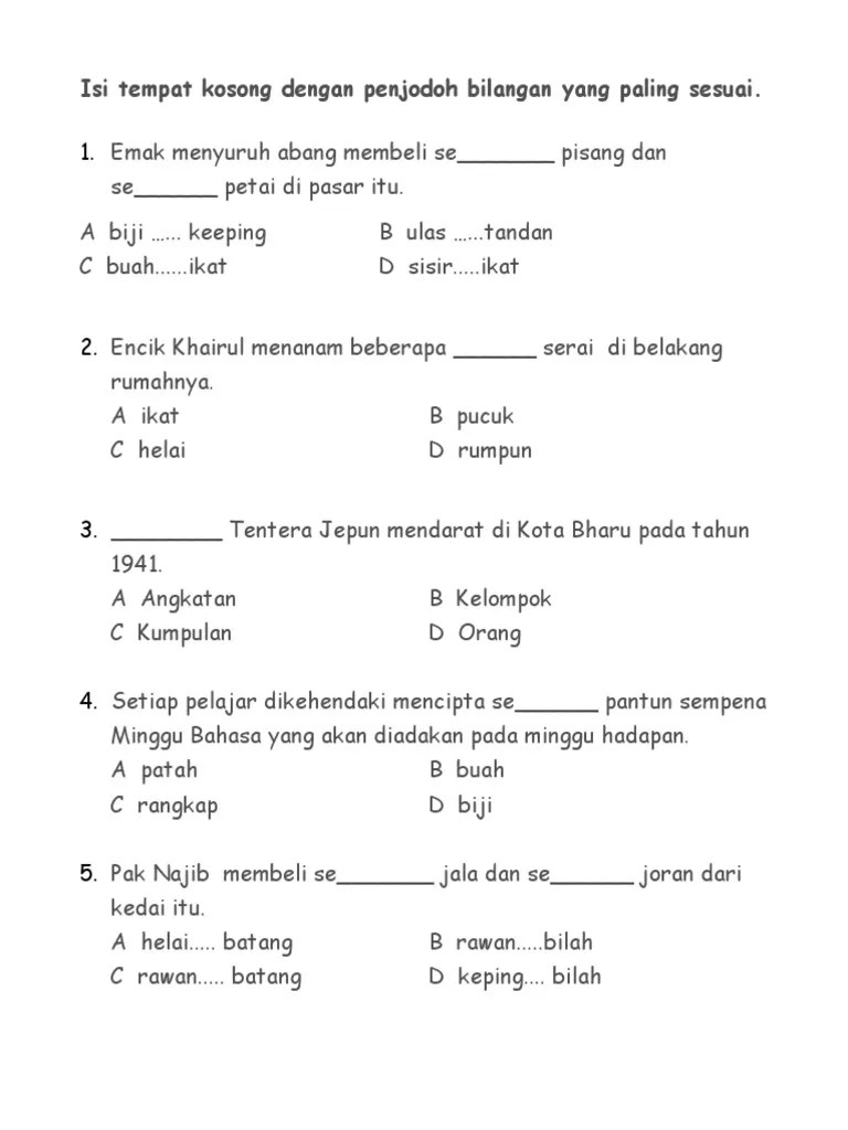 Play this game to review other. Latihan Penjodoh Bilangan 5 Pdf
