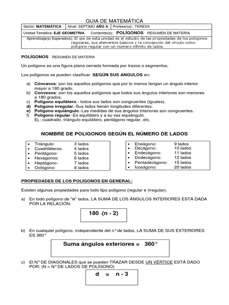 Las matemáticas son un juego: Guia De Matematica Poligono Del Profesor Pdf Triangulo Geometria Convexa