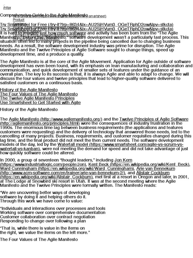 The 4 Values And 12 Principles Of The Agile Manifesto | PDF | Agile ...