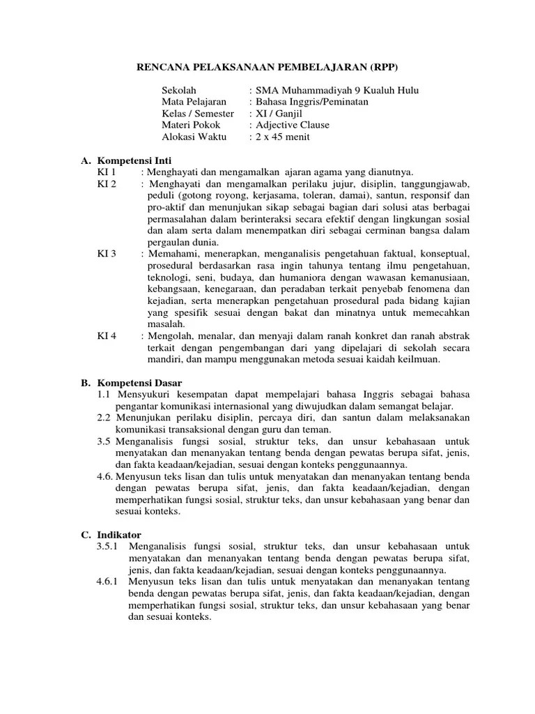 Materi Bahasa Sastra Inggris Sma Kelas Xi Adjective Clause Cute766
