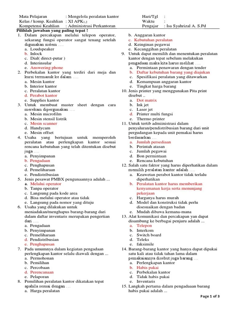 Check spelling or type a new query. Contoh Soal Tes Administrasi Perkantoran Dan Jawabannya Pdf Jawabanku Id