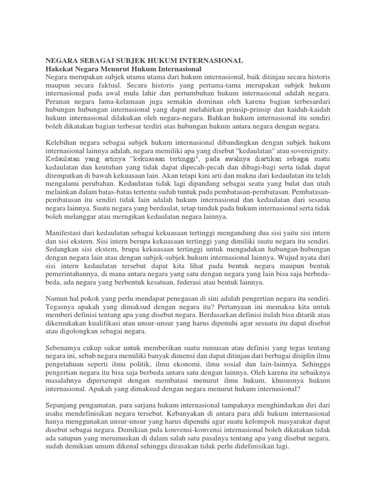 Negara Sebagai Subjek Hukum Internasional | PDF