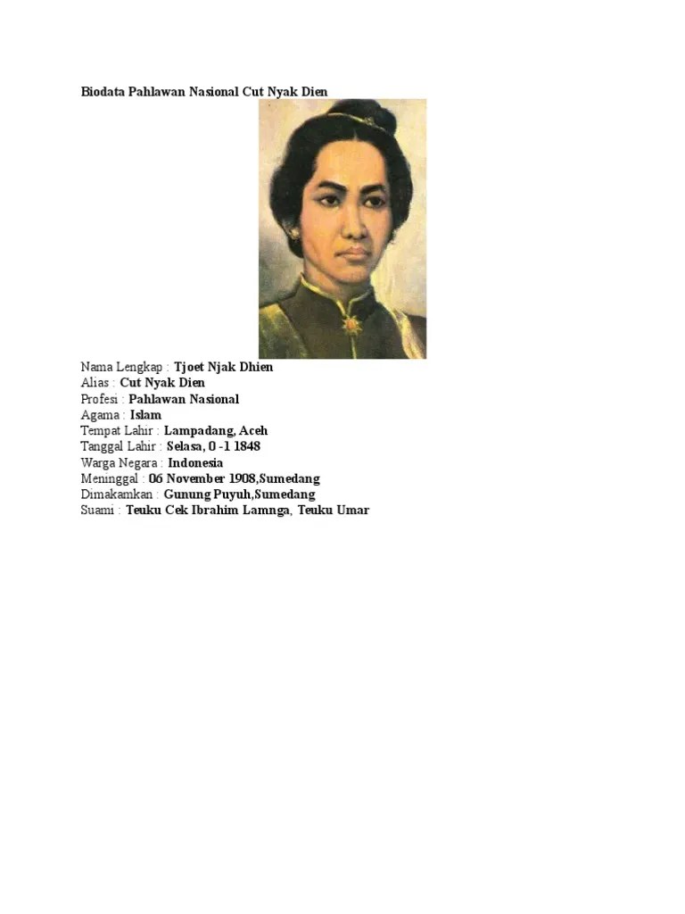 Biodata Pahlawan Nasional Cut Nyak Dien | PDF