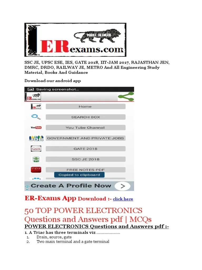 50 TOP POWER ELECTRONICS Questions And Answers PDF | PDF | Field Effect ...
