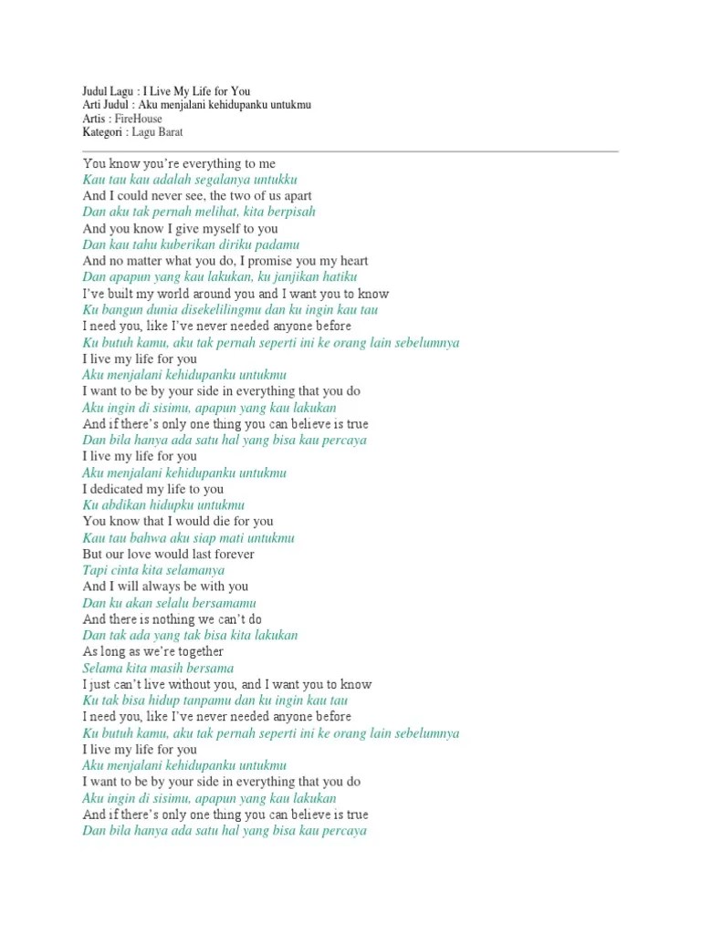 LIRIK I Live My Life For You | PDF