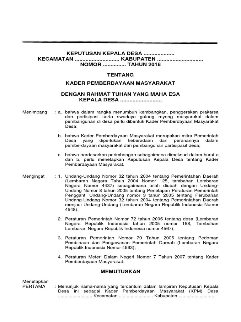 Selaras dengan kemajuan teknologi digital yang berkembang maju. Contoh Sk Kader Pemberdayaan Masyarakat Pdf
