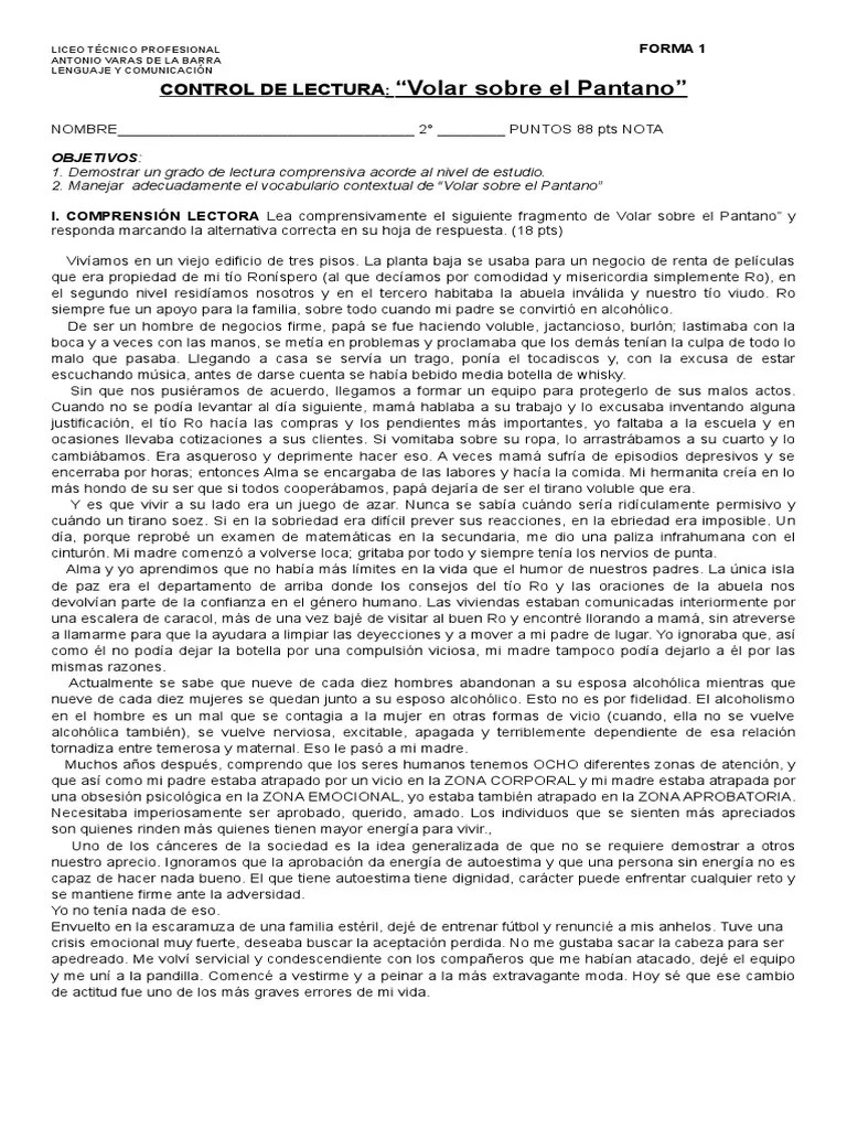Pauta Volar Sobre El Pantano Forma 1 Autoestima Narracion