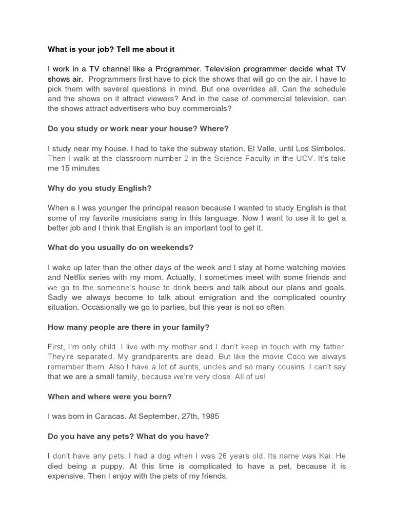 Oral Test Level Basic 1 | PDF