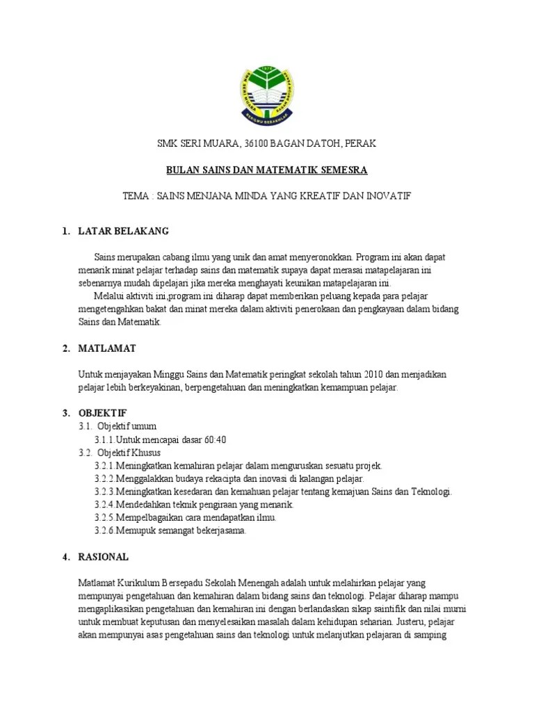Kertas Kerja Minggu Sains Dan Matematik Teeracs