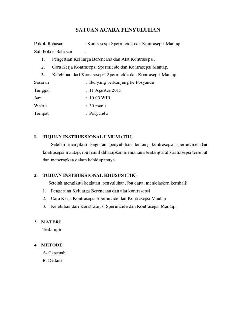 Satuan Acara Penyuluhan KB | PDF