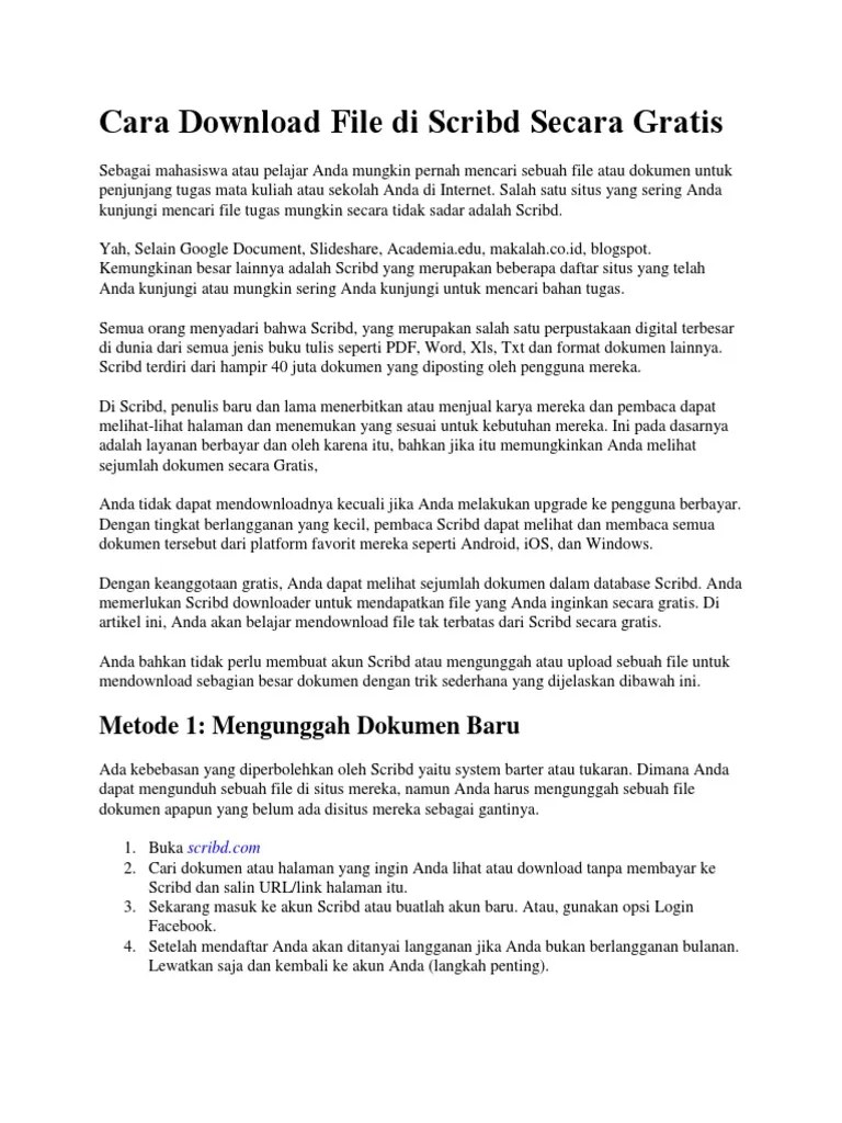 Cara Download File Di Scribd Secara Gratis | PDF