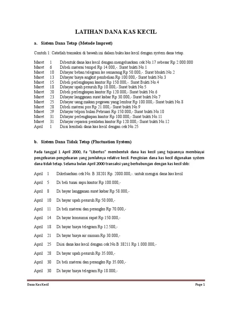 Latihan Kas Kecil Jawaban | PDF