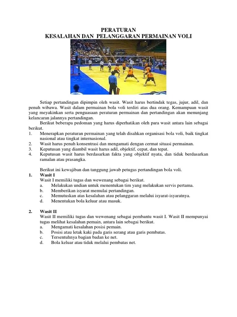 Kesalahan saat melakukan servis · 2. Peraturan Kesalahan Dan Pelanggaran Permainan Voli Pdf