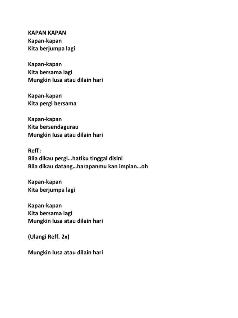 Segeralah kembali pada diriku, duhai kekasihku. Kapan Kapan Pdf