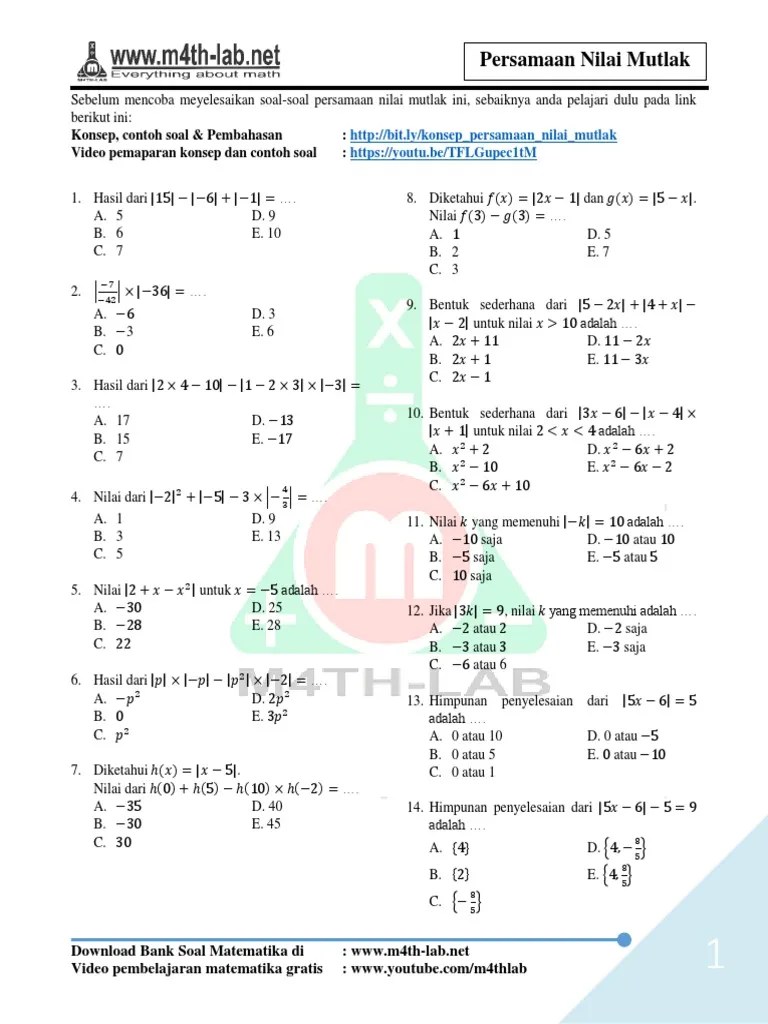 Persamaan Nilai Mutlak | PDF