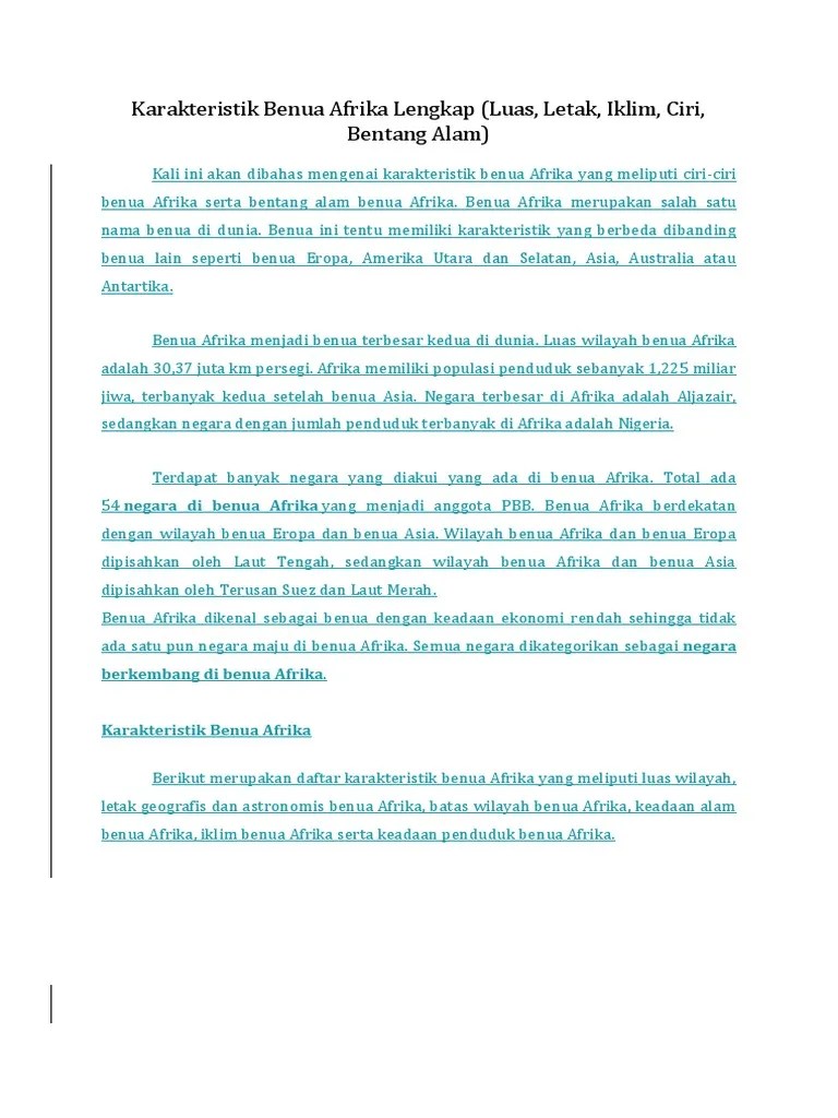 Karakteristik Benua Afrika Lengkap | PDF