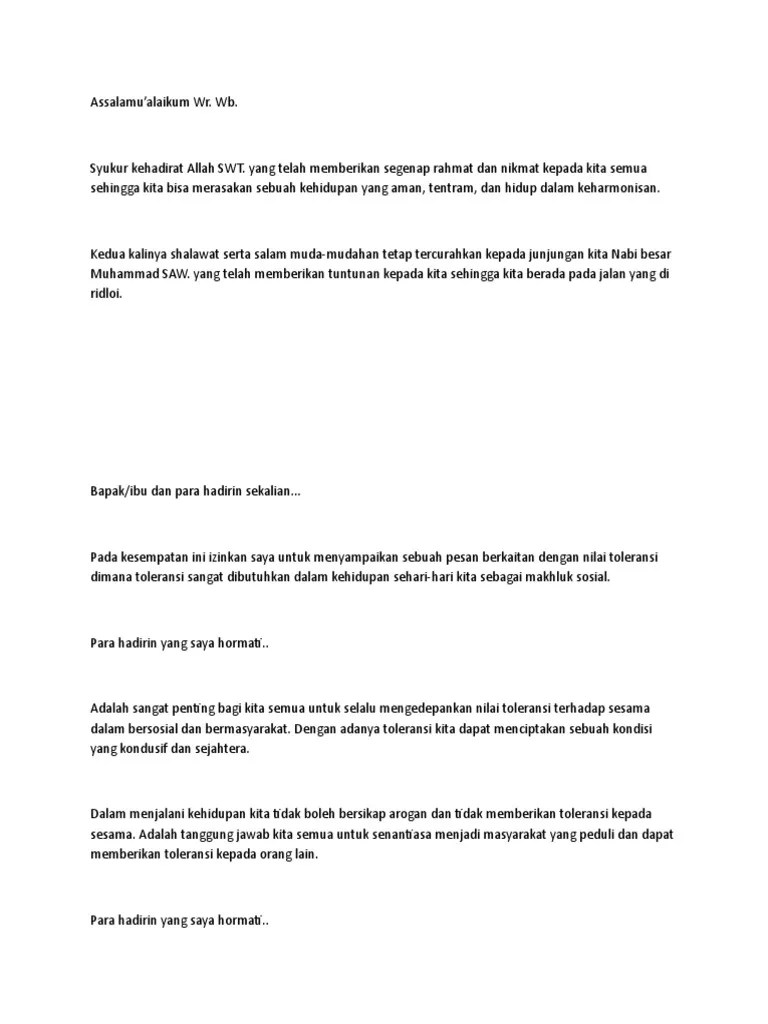 Contoh Pidato Singkat Tentang Toleransi Antar Umat Beragama // Kumpulan  Contoh Terbaru