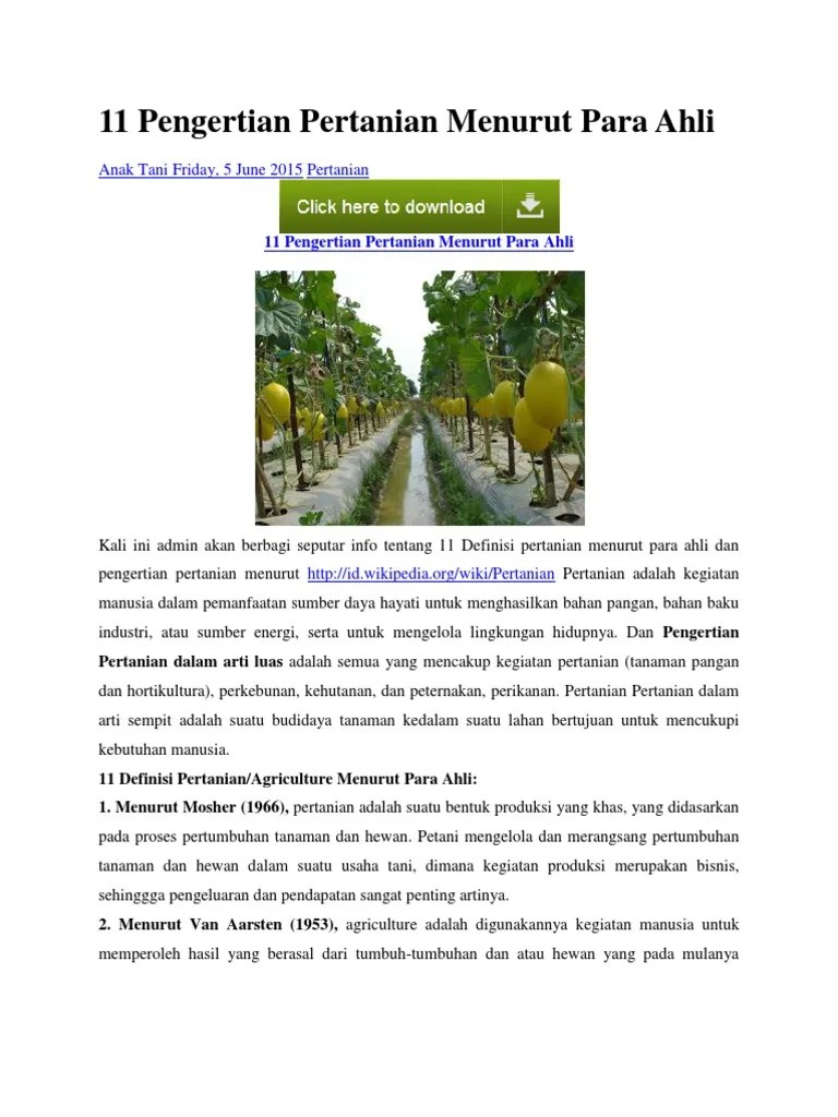 11 Pengertian Pertanian Menurut para Ahli | PDF