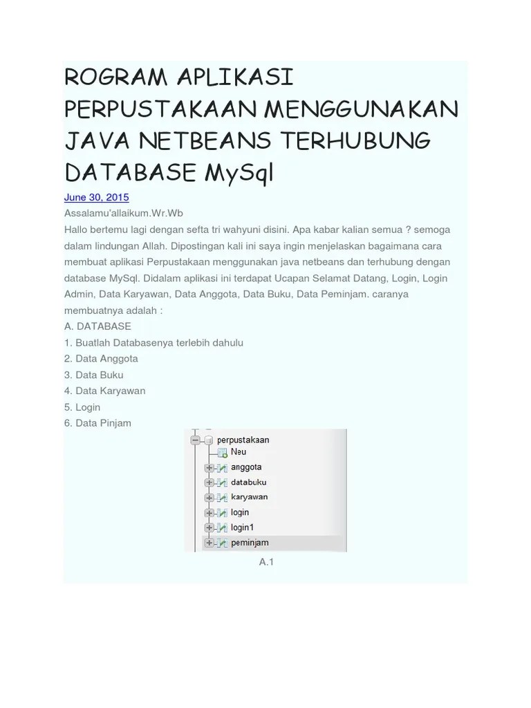 Rogram Aplikasi Perpustakaan Menggunakan Java Netbeans | PDF