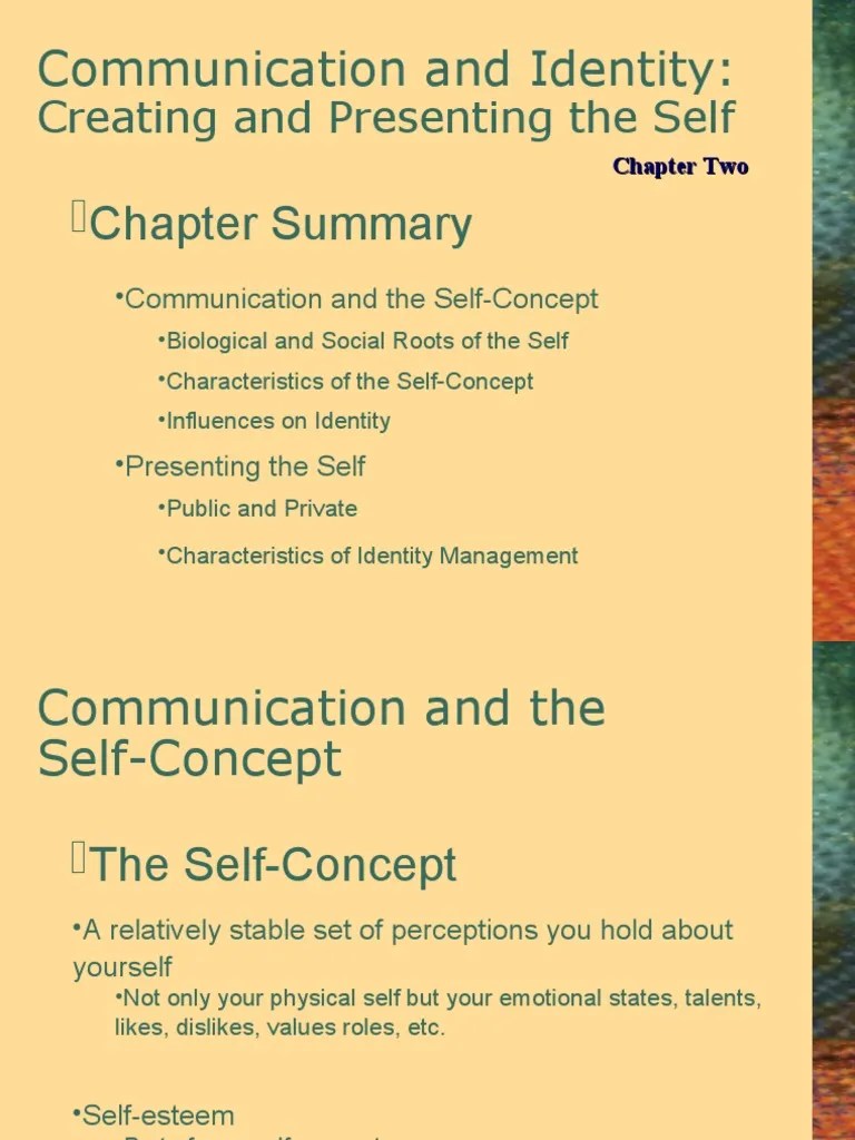 Creating And Presenting The Self: Communication And Identity: Chapter Summary | PDF | Self ...