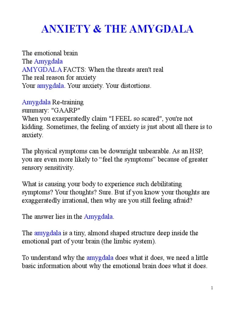 Anxiety & The Amygdala | PDF | Anxiety | Temperament