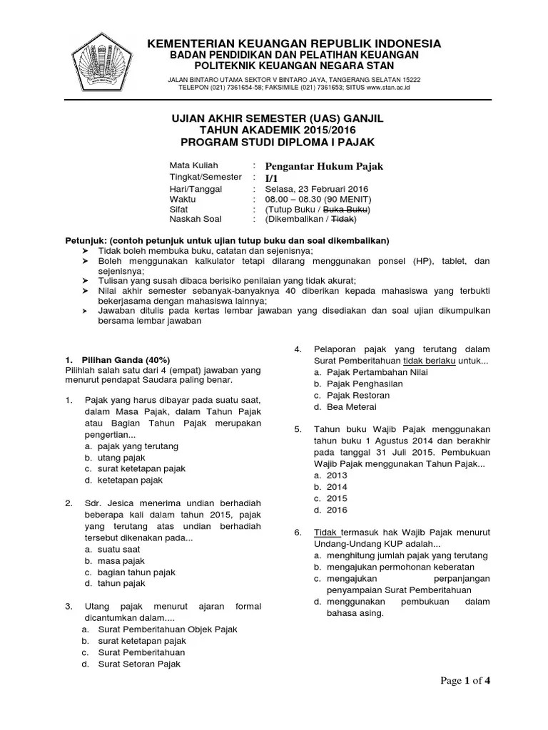 Soal Pilihan Ganda Administrasi Pajak Kelas 12 Dan Jawabannya Dunia Sekolah Id Cute766