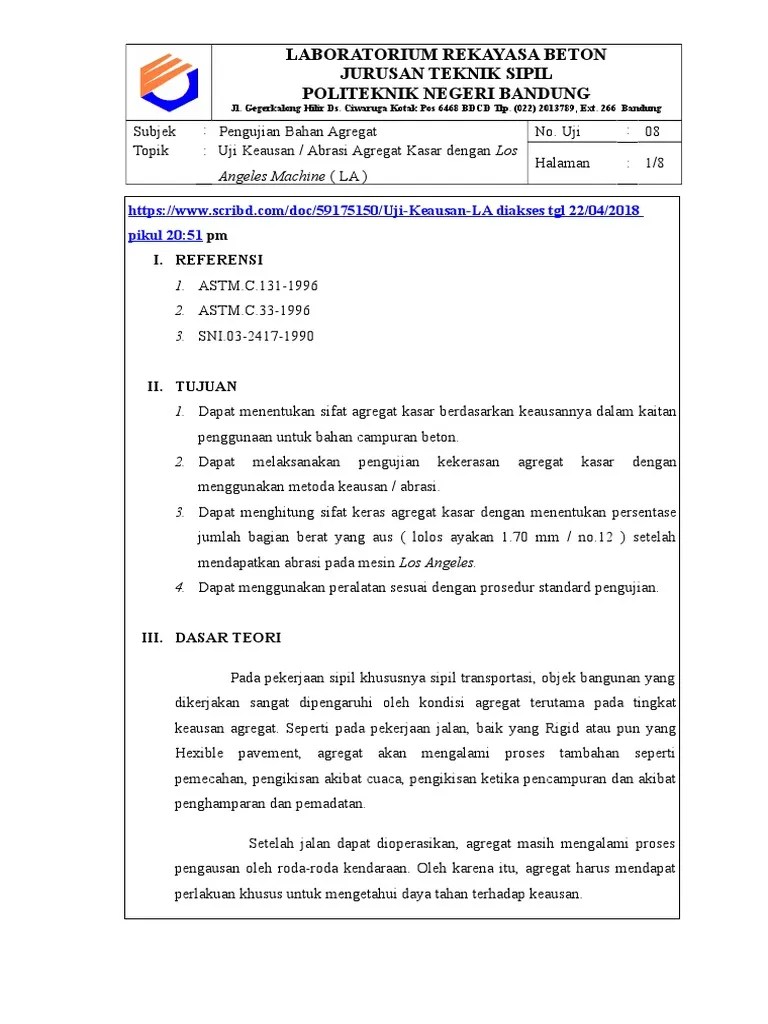 Uji Keausan LA | PDF