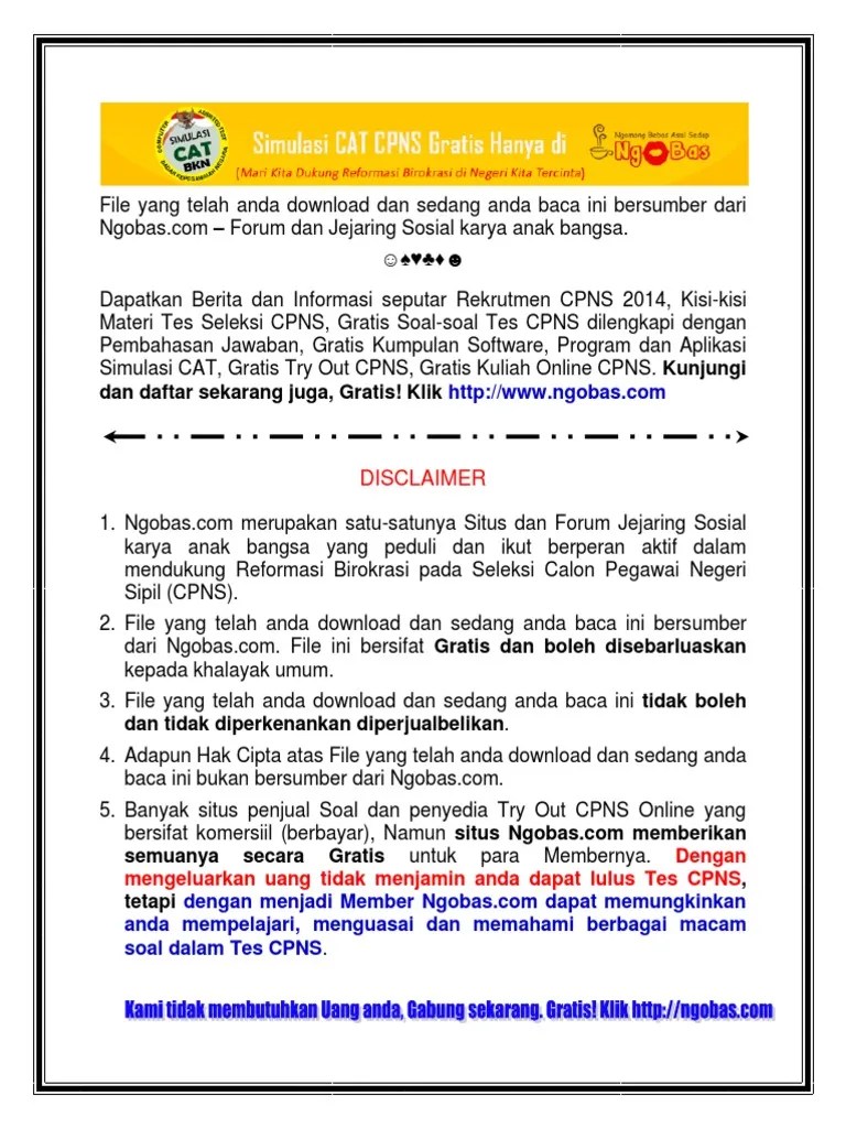 Kisi Kisi Soal Catar Kemenkumham Jawabanku Id
