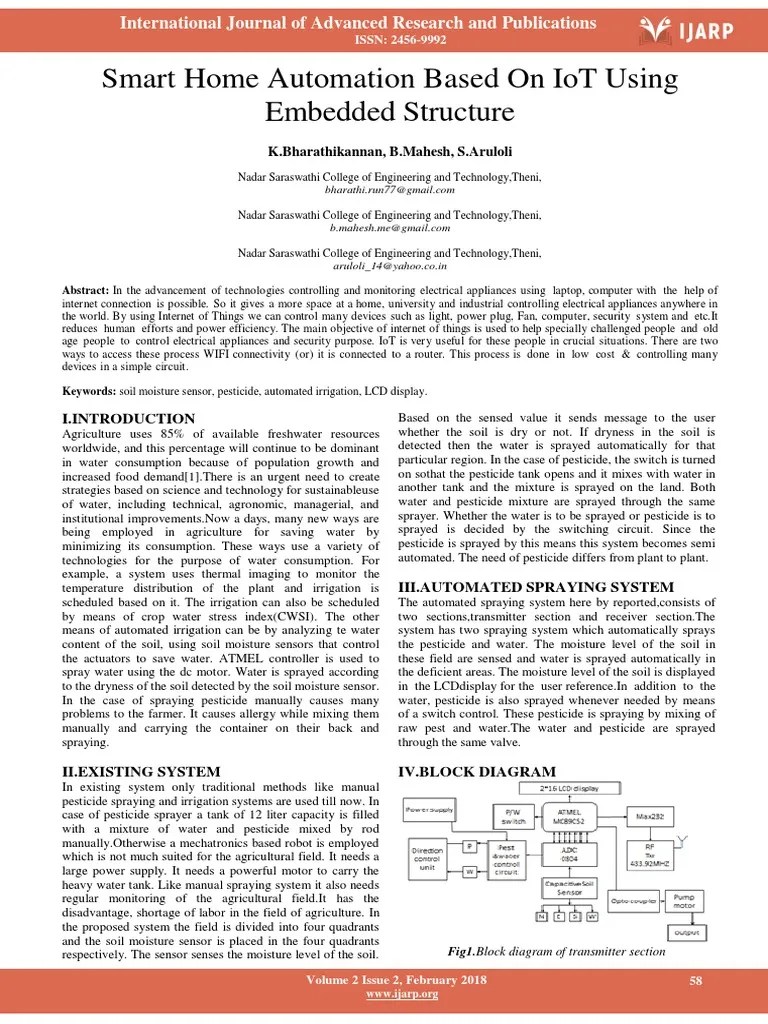 Smart Home Automation Based On Iot Using Embedded Structure | PDF ...