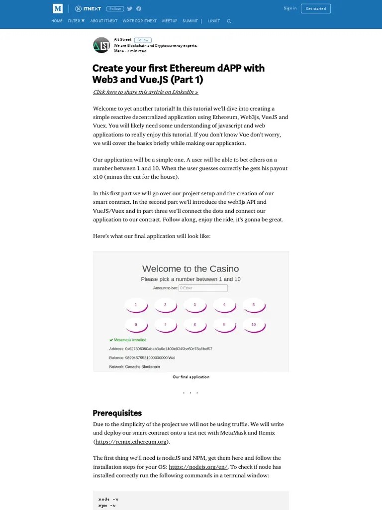 Create Your First Ethereum Dapp With Web3 And Vue - Js (Part 1) | PDF ...