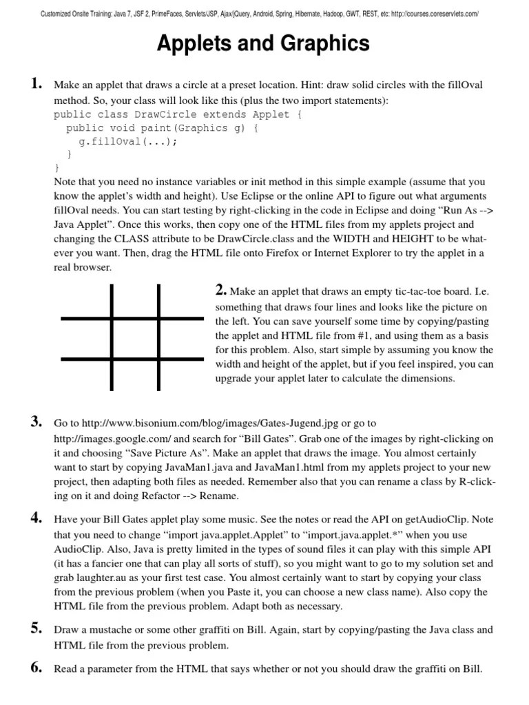 Exercises Applets PDF | Download Free PDF | Java (Programming Language ...