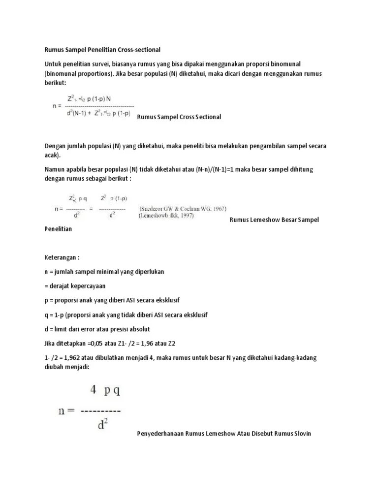 Rumus-Rumus Sampel Penelitian | PDF