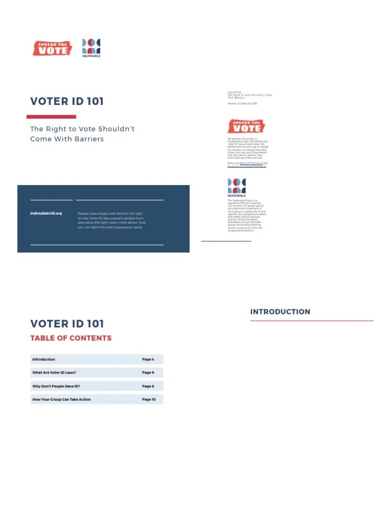 Voter Id 101: The Right To Vote Shouldn T Come With Barriers | PDF ...