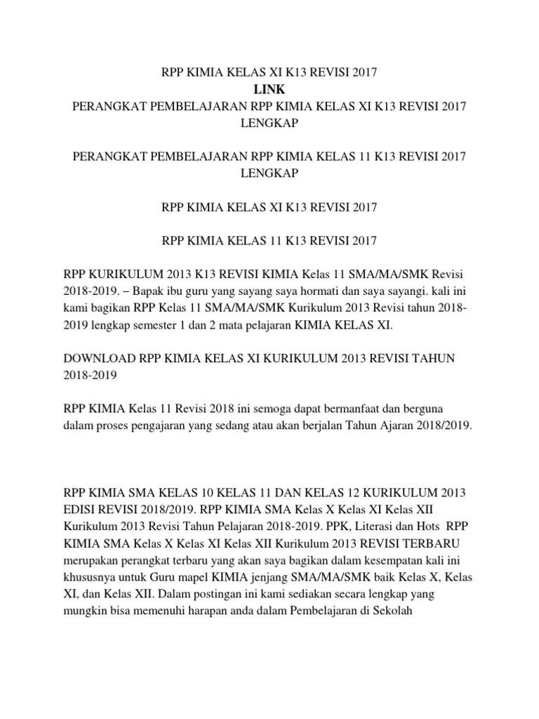 Menyajikan materi dalam format buku pdf, dapat dibaca secara daring dan diunduh kapan pun. Rpp Kimia Kelas Xi K13 Revisi 2017 Pdf