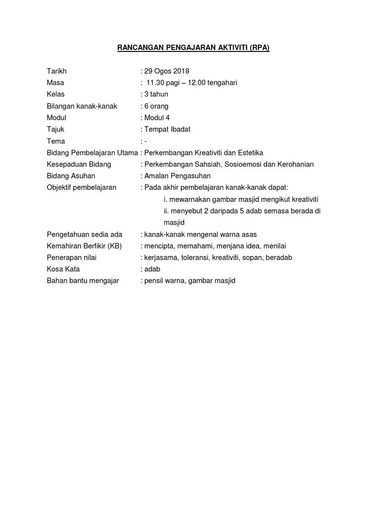 Perkembangan sahsiah, sosioemosi dan kerohanian. Rabu Rpa 2 Pdf