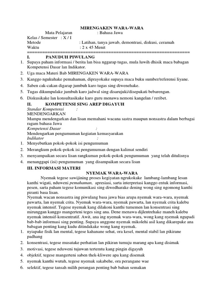 Basa rinega biasane digawe ana ing acara pedhalangan, pranata cara (sambutan temanten, pengetan taun anyar lsp).utawa basa rinengga yaiku karangan kang kalebu susastra rinacik mawa basa kang endah. Bj X 1 Pdf