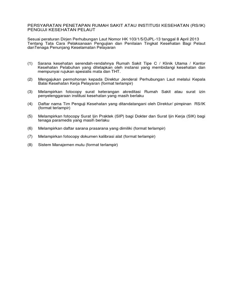 Selain itu juga ada direktorat jenderal perhubungan darat, . Persyaratan Penetapan Rsik Pdf