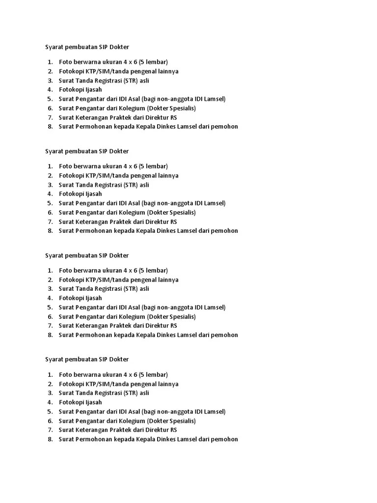 Syarat Pembuatan SIP Dokter | PDF
