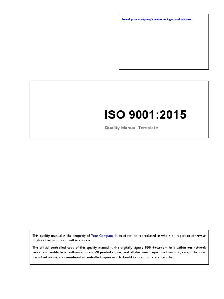 ISO-9001-2015-quality Manual-Template-Sample PDF | PDF | Competence ...