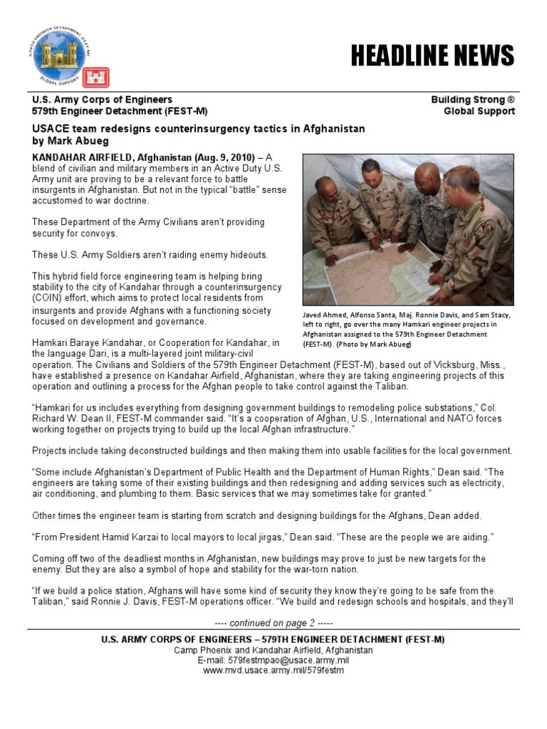 Usace Team Redesigns Counterinsurgency Tactics In