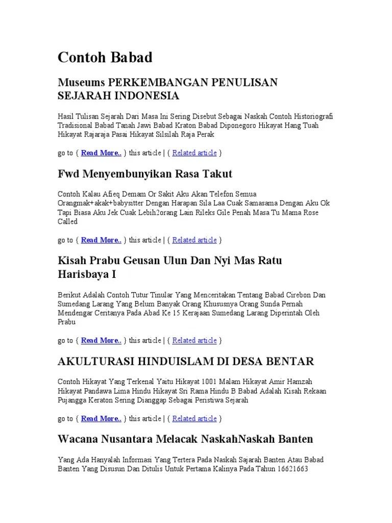 Pada sisindiran wawangsalan baris pertama merupakan sampiran dan baris kedua merupakan isi. Contoh Babad Pdf