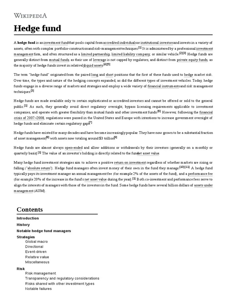 Hedge Fund | PDF | Hedge Fund | Arbitrage