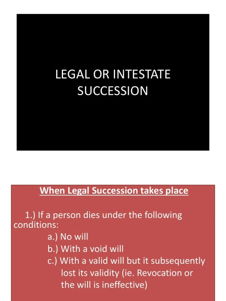 Legal Or Intestate Succession | PDF | Will And Testament | Intestacy