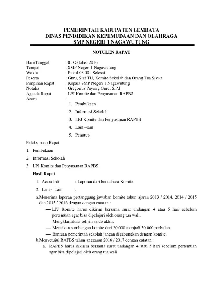 Notulen Rapat Komite | PDF