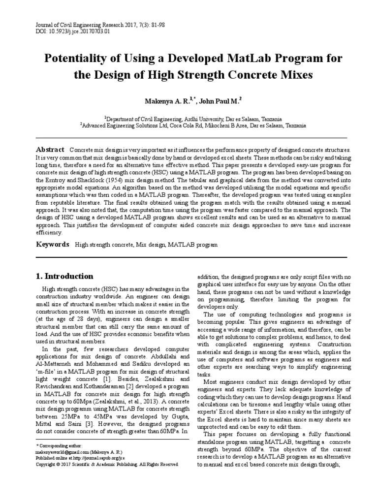 High Strength Concrete | PDF | Concrete | Computer Program