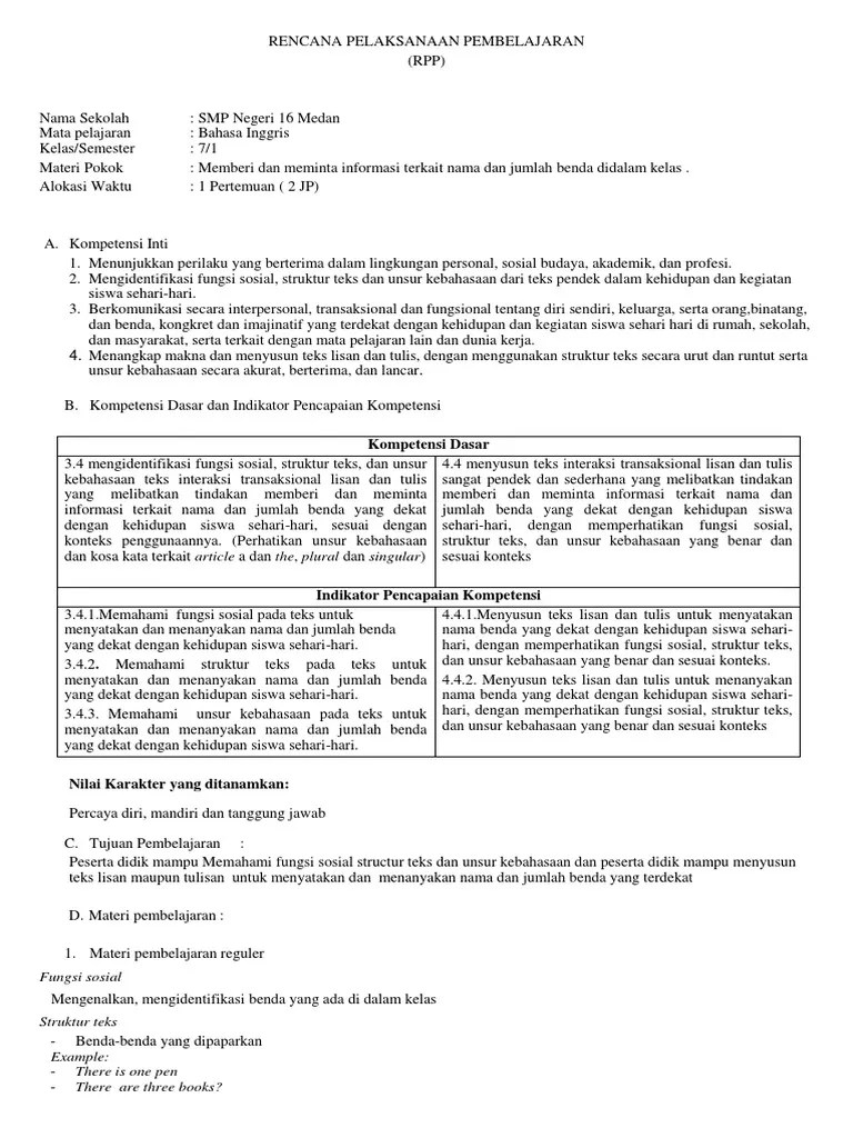 Di sekitar kita ada berbagai benda yang dapat dilihat setiap hari, misalnya benda di rumah. Rpp Smp Negeri 16 Medan Pdf