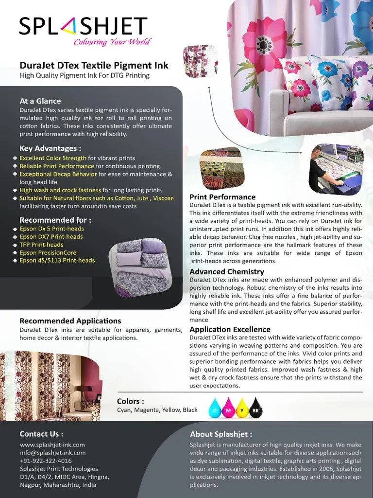 Splashjet Digital Textile Printing Ink | PDF