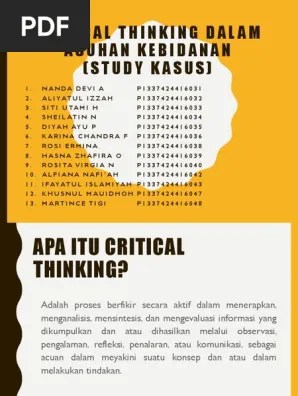 Informasi dan edukasi) dengan sikap ramah dan penuh pengertian, . Critical Thinking Dalam Asuhan Kebidanan Pdf