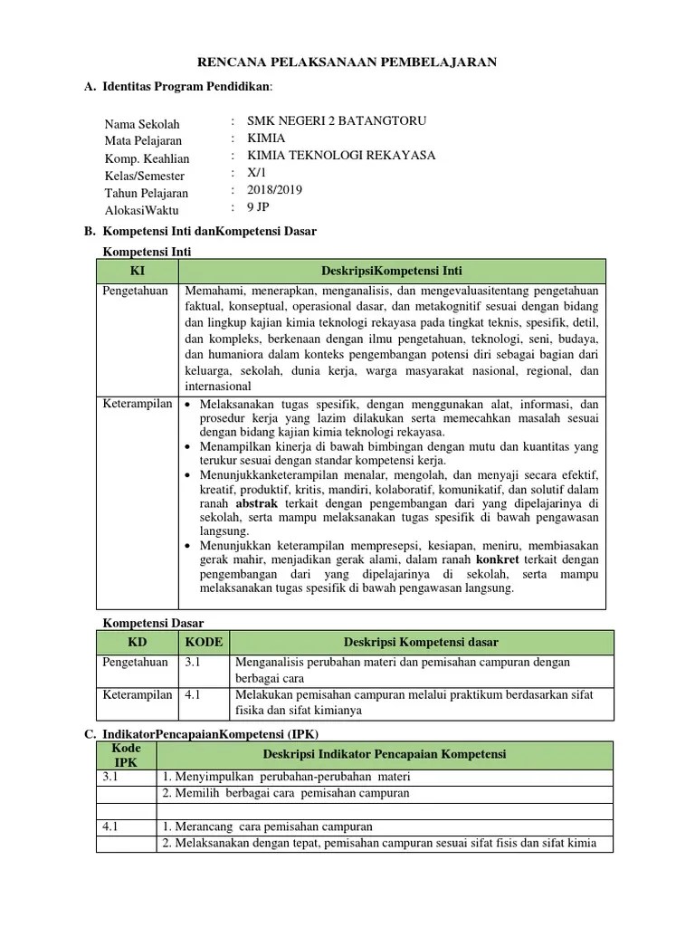 Silabus fisika smk kelas x kurikulum 2013. 3 1 Rpp Materi Dan Perubahannya Smk Teknologi Dan Rekayasa Pdf