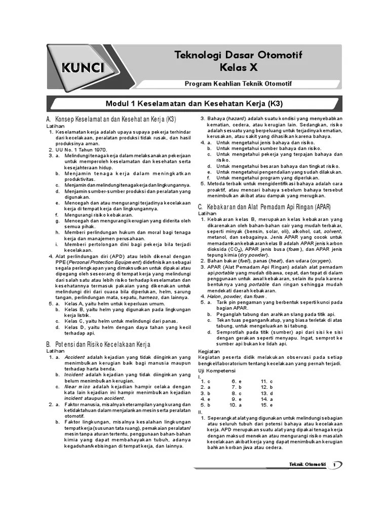 Khususnya siswa dengan jurusan teknik kendaraan ringan kelas x, . Kunci Teknologi Dasar Otomotif 10 Pdf